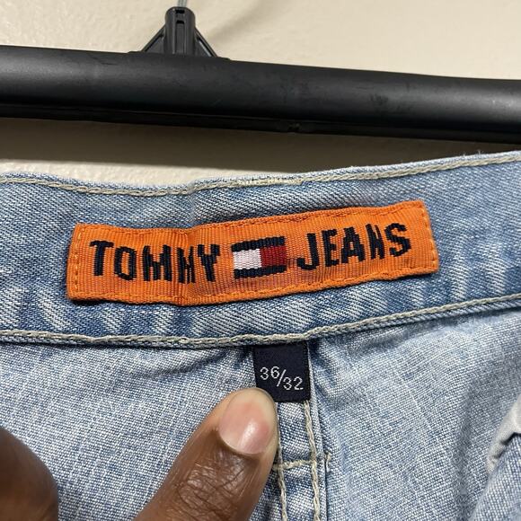 Vintage 90s Tommy Jeans Men's Light Blue Denim Carpenter Jeans Size 36x32 - Picture 5 of 8